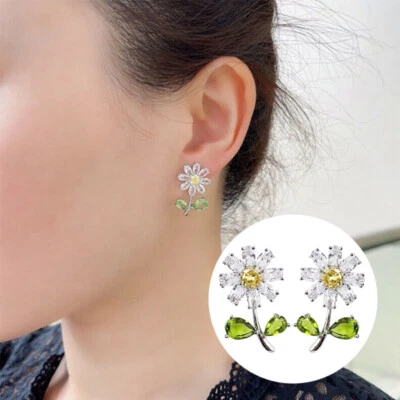 Stud Earrings Cubic Pretty Flower Wedding For Women Zirconia 925 Silver  Jewelry - Image 1 of 4
