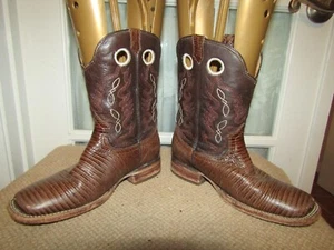 Unbranded Square Toe Cowboy Western Boots Brown Exotic Youth Kids size 1 Mex 21 - Picture 1 of 9