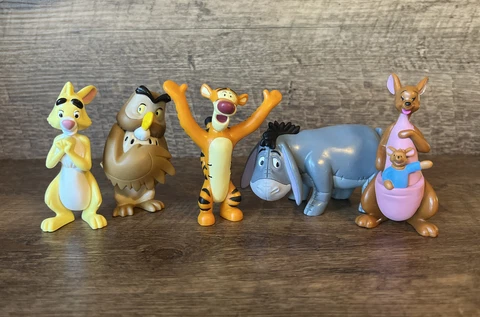 Disney Cake Topper Display Figures Lot of 5 Eeyore Tigger Rabbit Owl Kanga & Roo Cover