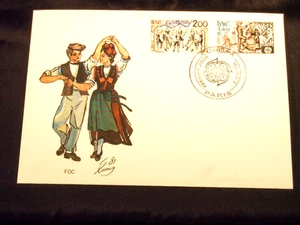 1981 France Folkdance double first day cover Sardane and Bourree Croisee - Picture 1 of 3