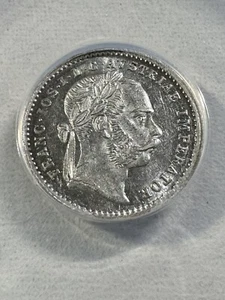 1872 Austria 10 Kreuzer Silver Coin Graded AU 58 by ANACS - Picture 1 of 4