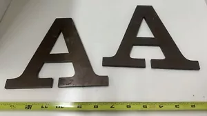 Set of 2 Vintage Mid Century Solid Cast Brass Bank Sign Letter 'A' 6.25" Tall - Picture 1 of 3