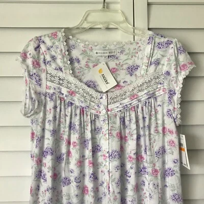  Camisón para mujer Eileen West manga gorra con ribete de encaje vals nuevo con etiquetas talla S Foto 1 de 3