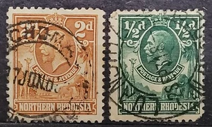 Northern Rhodesia 1/2d  &  2d old pence 1925 KGV Stamps Sg;GB/NR1-17 - Picture 1 of 4