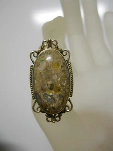 Adjustable Size Ring Sterling Silver & Natural Stone Gemstone Jewelry #827 - Picture 1 of 5