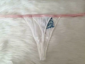 FREE PEOPLE GABRIELLA THONG PANTY IVORY LACE PINK TRIM LARGE NWT - Picture 1 of 6