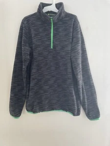 Tek Gear Kids Boys Cozy Fleece 1/4 Zip Long Sleeve Pullover Gray Green L 14/16 - Picture 1 of 6
