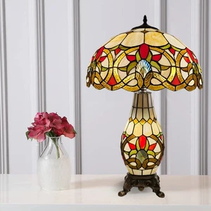 Antique Tiffany-Style Clustered Glass Table Lamp for Bedroom and Home Décor - Picture 1 of 13
