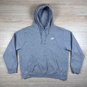 Nike Hoodie Mens Large Gray Pullover Swoosh Logo Fleece Sweatshirt Athletic - Picture 1 of 8
