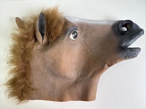 Rubber Horse Face Head Mask Costume Halloween Mane Adult - Picture 1 of 9