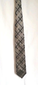 Balmain Home Paris Men's 100% Silk Tie - Grey, Black, White & Gold Check - Picture 1 of 6