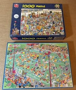 Lot Of 2 Jan Van Haasteren Hockey - Antique Show 1000 Piece Puzzles - Free Ship - Picture 1 of 8