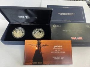 2020 Royal Mint 400th Anniversary Mayflower Voyage Silver Proof Coin & Medal Set - Picture 1 of 12