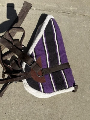 BAREBACK SADDLE PAD Navajo Top Kodel Fleece Bottom with Girth & Stirrups - Image 1 of 3