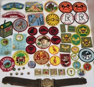 Lot Of Vtg Boy Scouts Of America Patches Badges Pins Belt 60s & 70s - Picture 1 of 24
