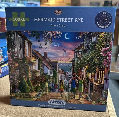 New Gibson 500XL Jigsaw 500 Large Pieces Mermaid Street Rye Jigsaw Puzzle - Image 1 of 4