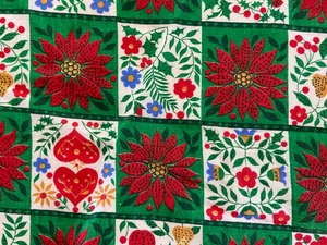 Vintage traditionelle Weihnachten Weihnachtsstern & Land Herzen 59" Runde Tischdecke - Bild 1 von 4