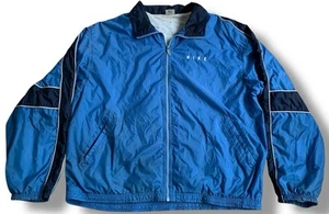 Giacca a vento vintage Nike anni 90 check swoosh blu full zip taglia XL etichetta bianca - Foto 1 di 17
