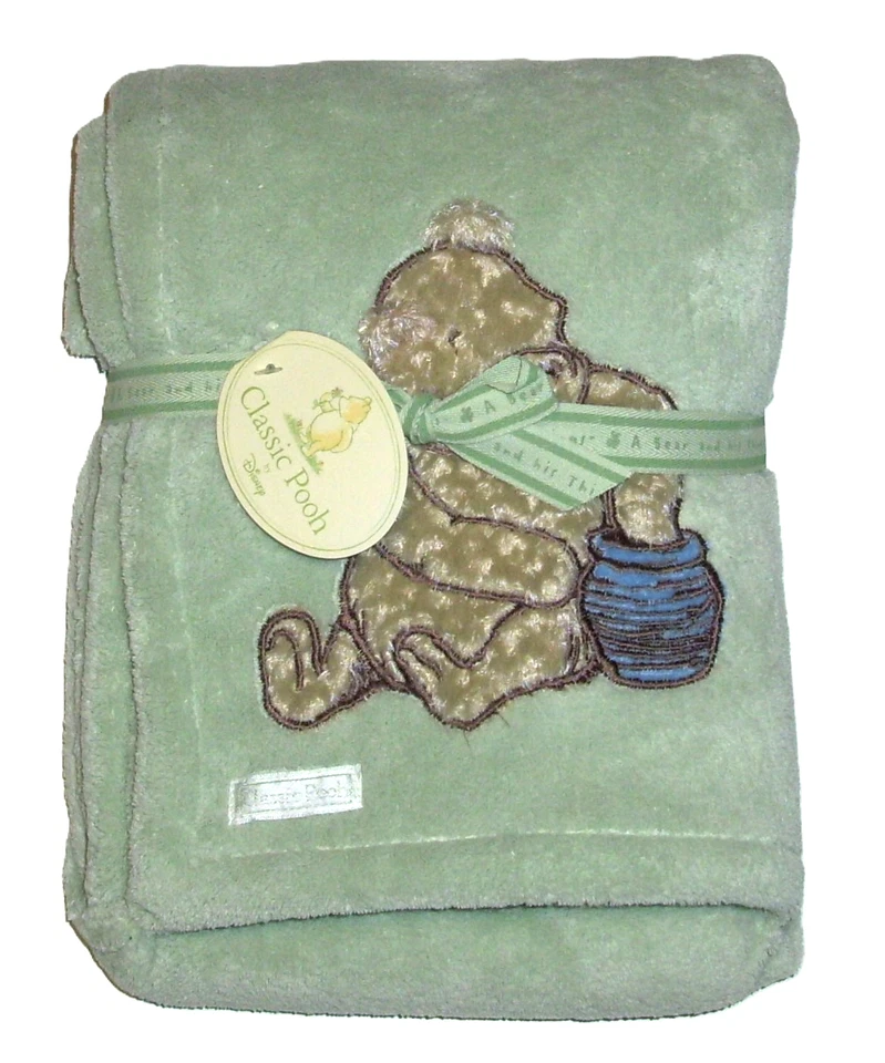 NEW Disney Baby Green Winnie the Pooh Applique Blanket Security Lovey 30x40" - Image 1 of 1