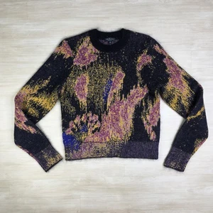 Rag & Bone Fleur Metallic Jacquard Sweater Fuzzy Mohair Wool Blend Size XS - Picture 1 of 8