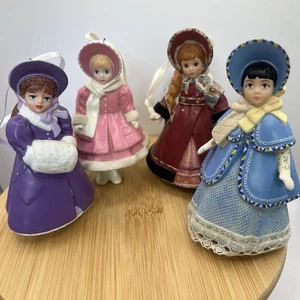 Madame Alexander Little Women Ornaments Porcelain Hallmark Set of Four Christmas - Picture 1 of 10
