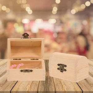 2Pcs Solid Wooden Arc Design Storage Boxes Gift Boxes (Small) wood treasure box - Picture 1 of 12
