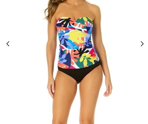 Anne Cole Damen Twist Bandeaukini Tropical Bunt Schwimmen Tankini Oberteil Größe S - Bild 1 von 6