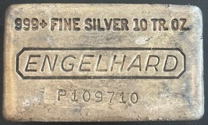 10 OZ SILVER ENGELHARD P LOAF WAFFLE BACK POURED VINTAGE BAR #P109710 - Picture 1 of 2