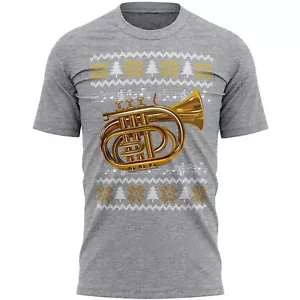 Tuba Christmas T Shirt Instrument Him Brass Fair Isle Tubaist Mens - Picture 1 of 11