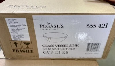 Pegasus GVF-121-RB Above Counter Round Fused-Glass Vessel Sink in Reddish-Brown - Image 1 of 4