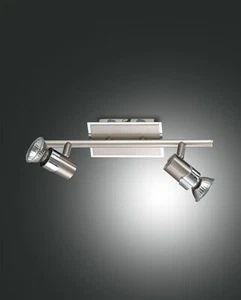 FABAS LUCE 2554-82-178 BINARIO ALICE NICHEL SATINATO 2 LUCI GU10 ORIENTABILE - Foto 1 di 1