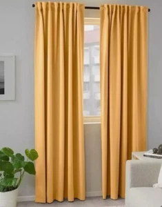 IKEA Majgull 57" x 98” Blackout Curtains 1 Pair Yellow Mustard Gold 904.177.87 - Picture 1 of 4