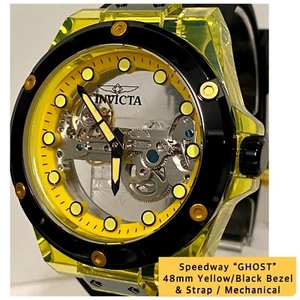 48mm GHOST Yellow Case | Black Bezel & Strap | Mechanical SPEEDWAY Invicta Watch - Picture 1 of 12