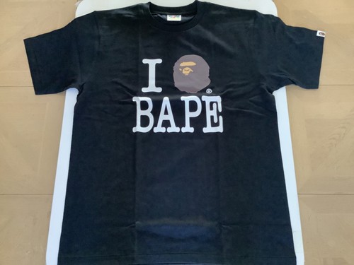 A BATHING APE (BAPE) T shirt maglietta autentica a bathing ape bape I love bape nera uomo L XL nuova
