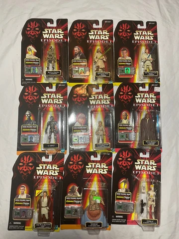 Lot/Set Of 9 1998 Hasbro Star Wars Ep1 CommTech Action Figures NIB/Near Mint Cover