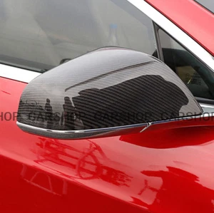 Carbon Fiber Side View Mirror Cover Caps Overlay For Tesla Model S 2012-2020 - Picture 1 of 5