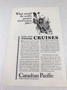 Canadian Pacofic Winter Cruises Vtg 1929 Advertising Print Ad Art - Picture 1 of 3