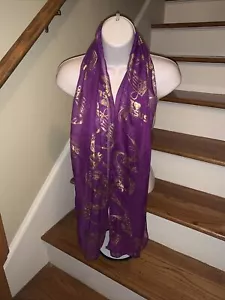I LOVE JESUS Royal Purple & Gold Boho Wrap Church Wedding Religious Scarf ❤️tb50 - Picture 1 of 5