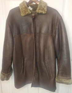 Vtg ECHT LEDER LAMMFELL Leather Bomber Aviator Winter Jacket Coat Lambskin Suede - Picture 1 of 10