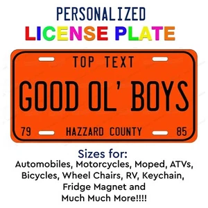HAZZARD COUNY LICENSE PLATE Any State Customized Aluminum auto ATV Motorcycle - Imagen 1 de 32