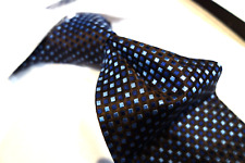Fratelli Woven Extra Long xl Silk Tie Necktie Chocolate Brown Navy Baby Blue Dot