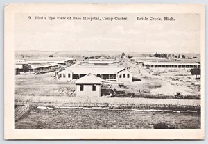 Battle Creek MI Bird's-Eye View of Base Hospital, Camp Custer Michigan Postcard - Picture 1 of 4
