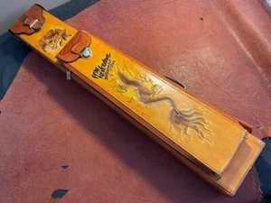 J. FLOWERS LTD CUE CASE 2x5/3x4 GENUINE LEATHER TAWNY - Picture 1 of 2