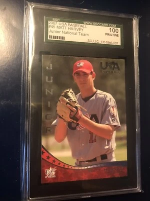2007 年美国棒球 #45 Matt Harvey 新秀 Jr. Nat'l SGC 100 原始黄金流行 2 — 第 1/2 张图片