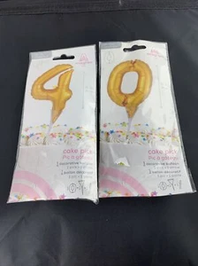 Anagram 40 gold birthday anniversary balloon cake picks 4 0 6” blow up S1 40th - Picture 1 of 7