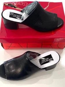 Aerosoles Heelrest Black Leather Heeled Slide Shoe Women's Size 10.5 NEW - Picture 1 of 7