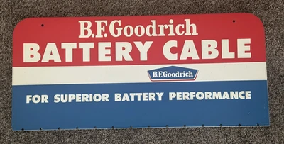 NOS Goodrich Tire BATTERY CABLE DISPLAY BOARD Service Station Sign GAS OIL Box - Image 1 of 4