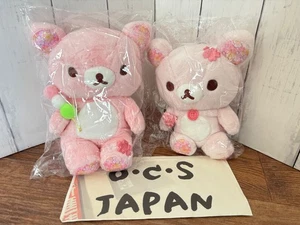 San-X Rilakkuma Korilakkuma pink Hanging Plush Set Sakura Theme Collectible - Picture 1 of 8