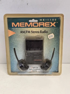 Radio estéreo AM/FM portátil de bolsillo Memorex MR 1102 de colección con auriculares Nuevo de Lote Antiguo  Foto 1 de 4