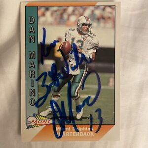 1991 Pacific Dan Marino Signed Card Miami Dolphins HOF